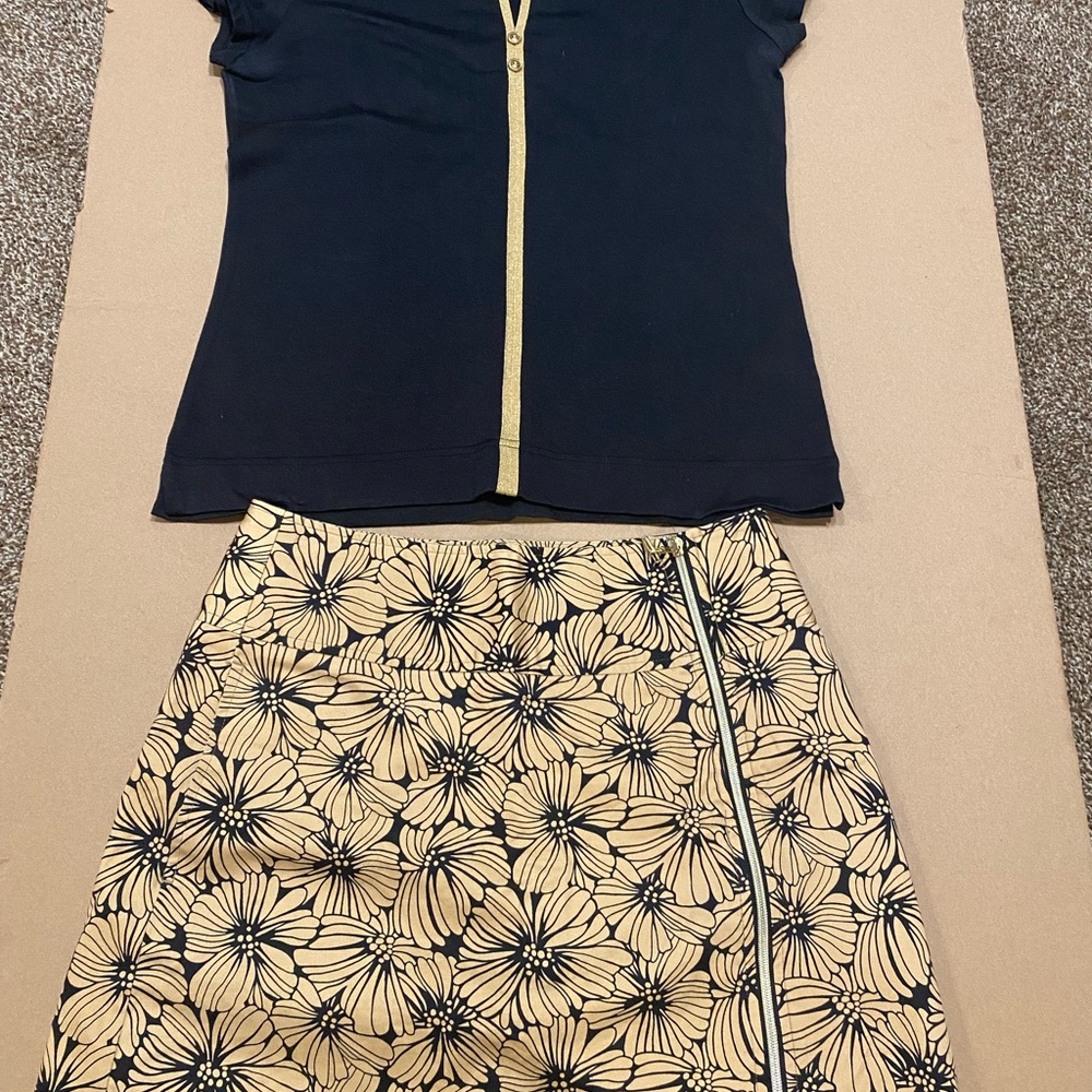 Sport Haley 2 piece Golf set Black and Gold  Skort & Shirt